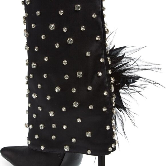 NEW AZALEA WANG Blaise Rhinestone Stiletto Booties black for women 264tn - Picture 12 of 14